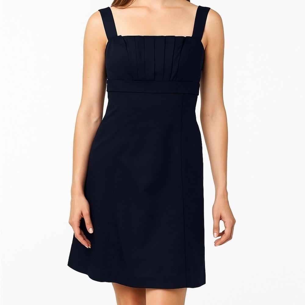 David's Bridal Navy Bue sleeveless tea length faile dress Size 12